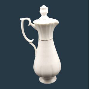 Vintage Chodziez White Porcelain Gold Trim Creamer Carafe Ewer w/ Lid 118 Poland